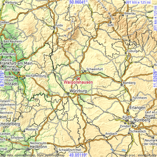 Topographic map of Waigolshausen