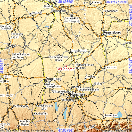 Topographic map of Waidhofen