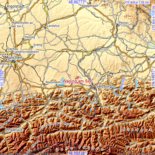 Topographic map of Waging am See