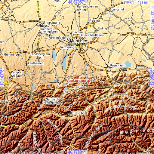 Topographic map of Wackersberg