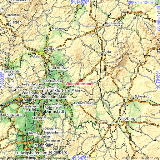 Topographic map of Wächtersbach