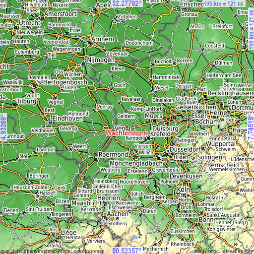 Topographic map of Wachtendonk