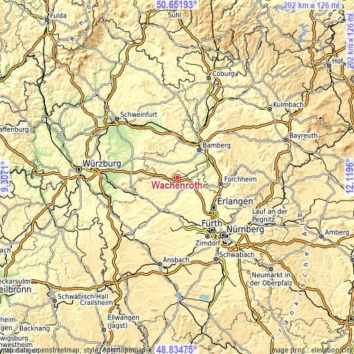 Topographic map of Wachenroth