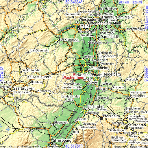 Topographic map of Wachenheim