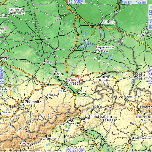 Topographic map of Wachau