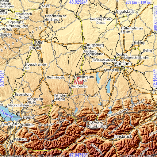 Topographic map of Waal