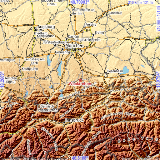 Topographic map of Waakirchen