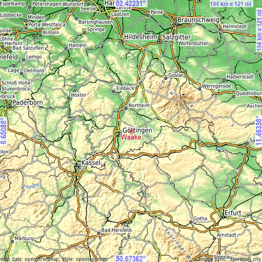 Topographic map of Waake