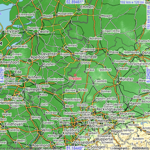 Topographic map of Vreden