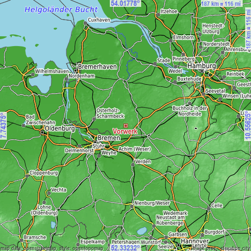 Topographic map of Vorwerk