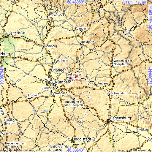 Topographic map of Vorra