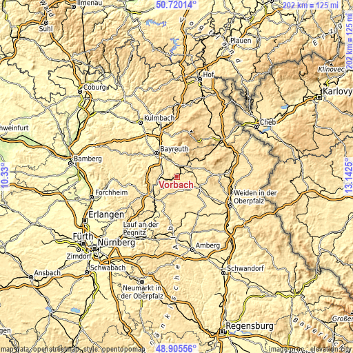 Topographic map of Vorbach