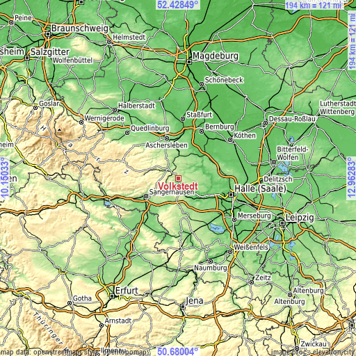 Topographic map of Volkstedt