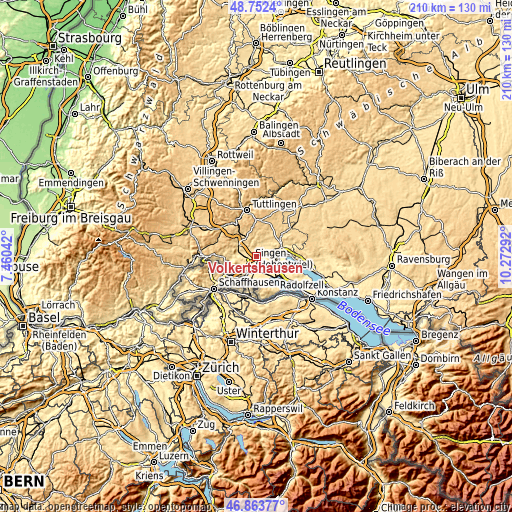 Topographic map of Volkertshausen