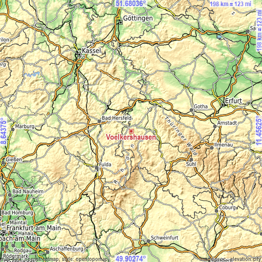 Topographic map of Völkershausen