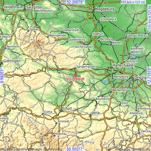 Topographic map of Voigtstedt