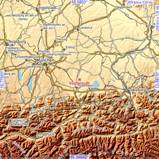 Topographic map of Vogtareuth