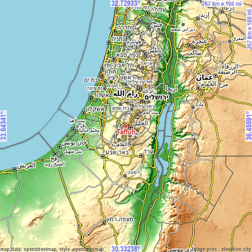 Topographic map of Taffūḩ