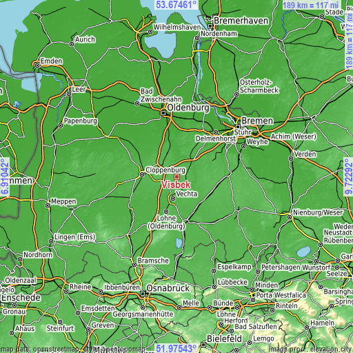 Topographic map of Visbek