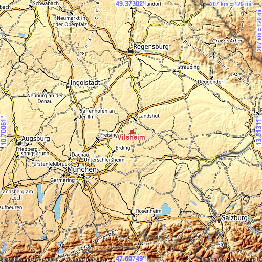 Topographic map of Vilsheim