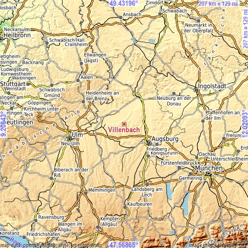 Topographic map of Villenbach