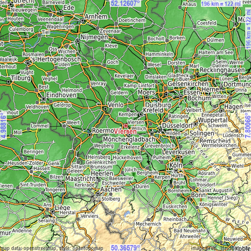 Topographic map of Viersen