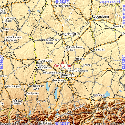 Topographic map of Vierkirchen