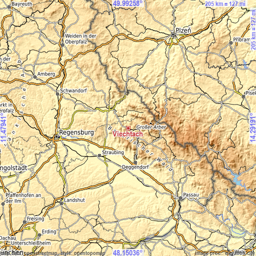 Topographic map of Viechtach