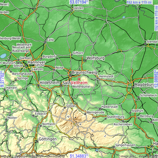 Topographic map of Veltheim
