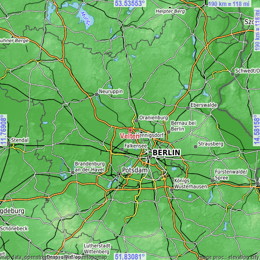 Topographic map of Velten