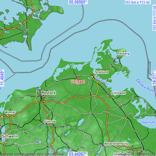 Topographic map of Velgast