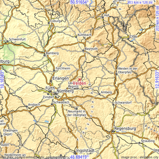 Topographic map of Velden