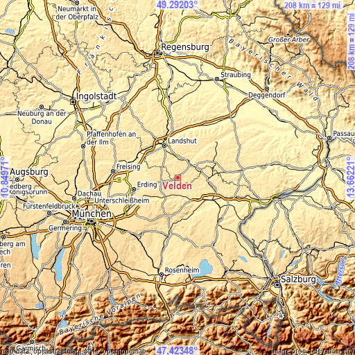 Topographic map of Velden