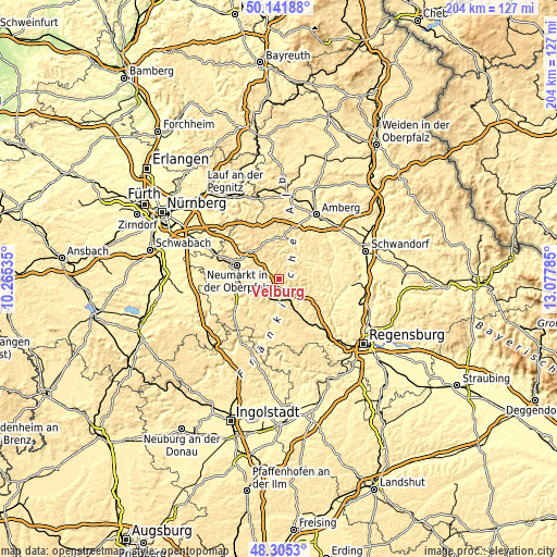 Topographic map of Velburg