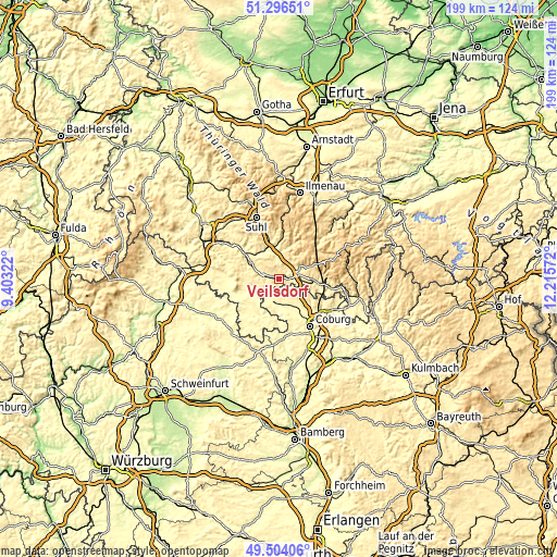 Topographic map of Veilsdorf