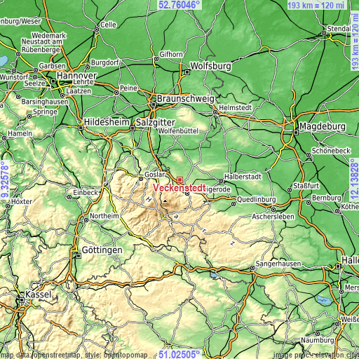 Topographic map of Veckenstedt