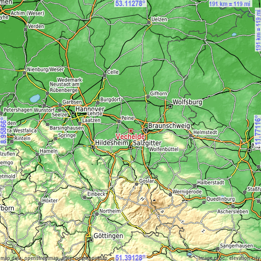 Topographic map of Vechelde