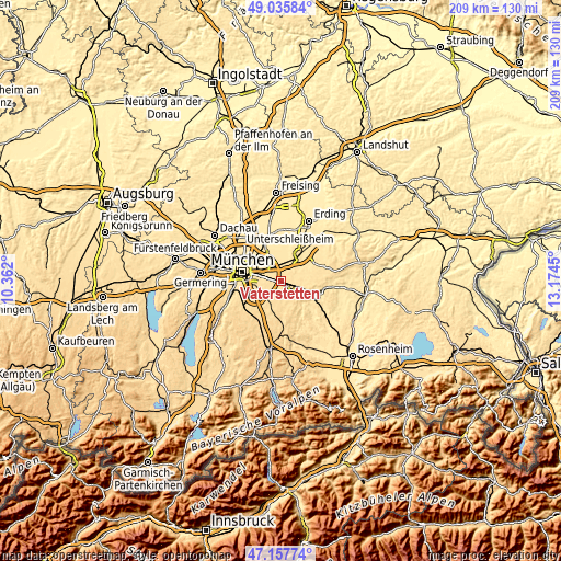 Topographic map of Vaterstetten