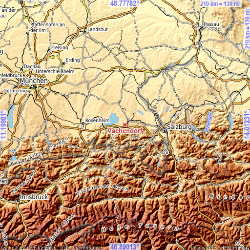 Topographic map of Vachendorf