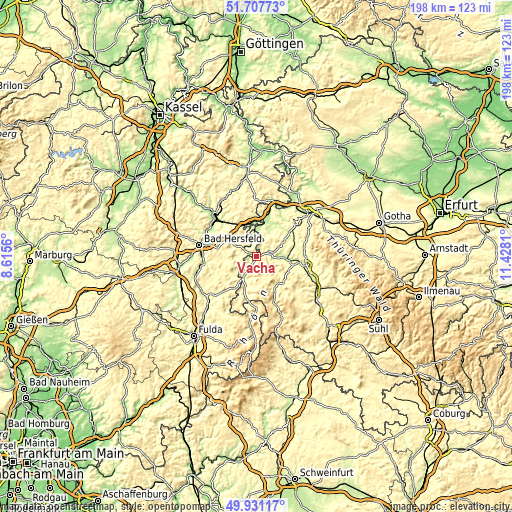 Topographic map of Vacha