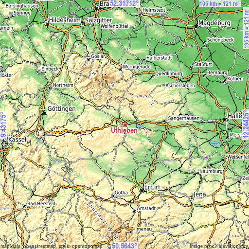 Topographic map of Uthleben