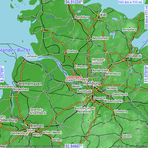 Topographic map of Uetersen