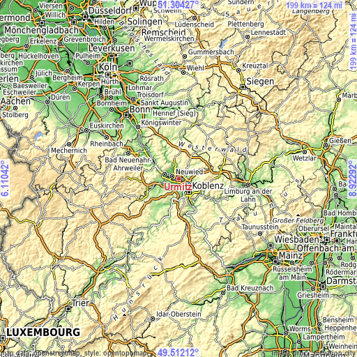 Topographic map of Urmitz
