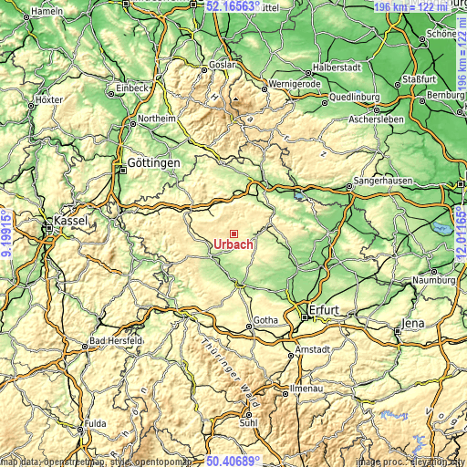 Topographic map of Urbach