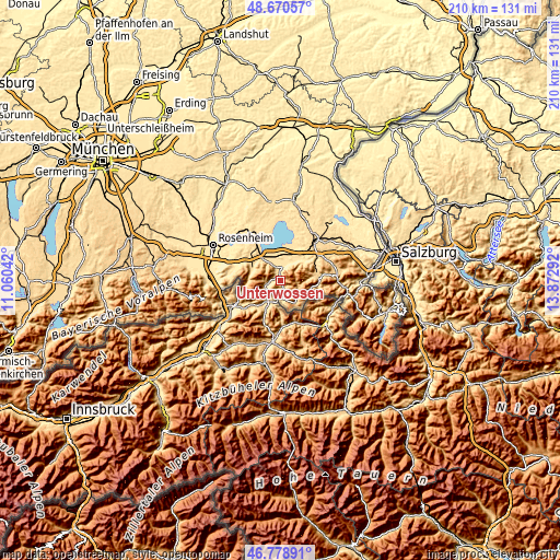 Topographic map of Unterwössen