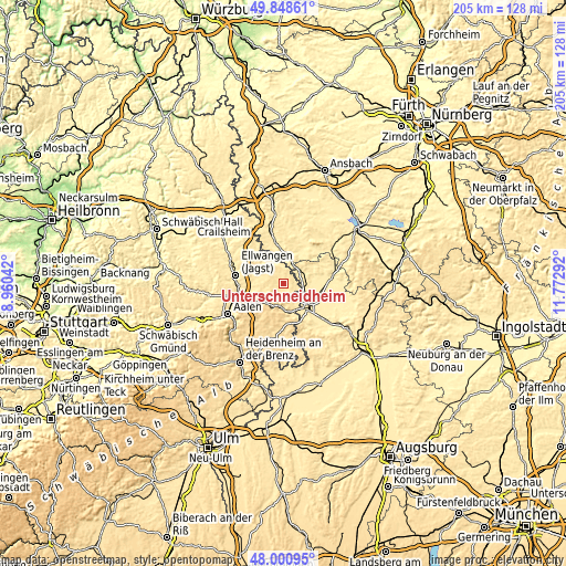 Topographic map of Unterschneidheim