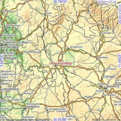 Topographic map of Unterpleichfeld