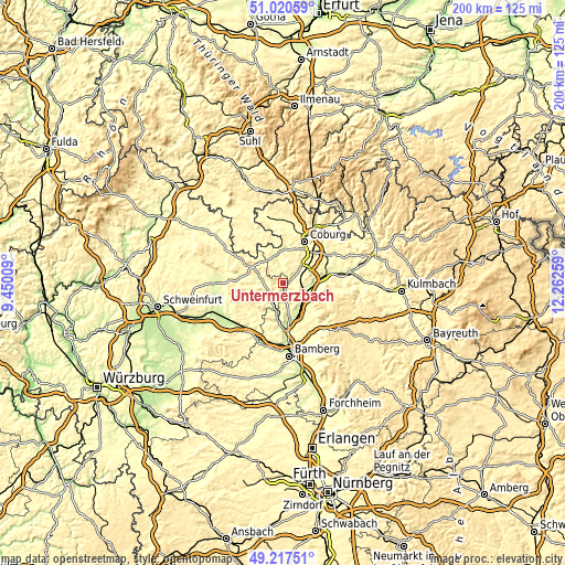 Topographic map of Untermerzbach