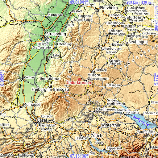 Topographic map of Unterkirnach