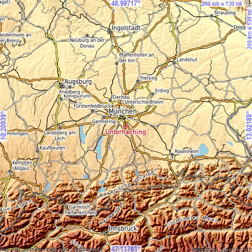 Topographic map of Unterhaching
